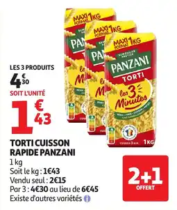 Auchan Torti cuisson rapide panzani offre