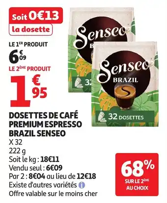 Dosettes de café premium espresso brazil senseo