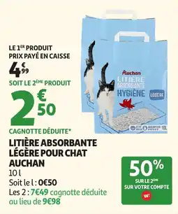 Auchan Litière absorbante légère pour chat auchan offre