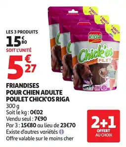 Auchan Friandises pour chien adulte poulet chick'os riga offre
