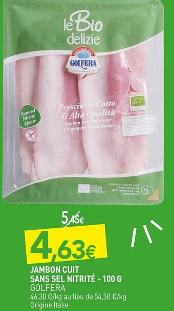 naturéO Golfera jambon cuit sans sel nitrité - 100 g offre