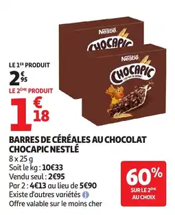 Auchan Barres de céréales au chocolat chocapic nestlé offre