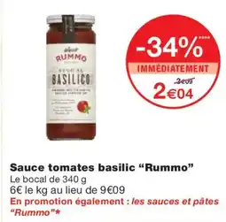 Monoprix RUMMO Sauce tomates basilic offre