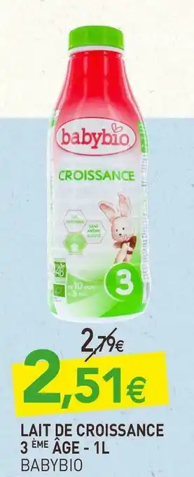 naturéO Babybio lait de croissance 3 ème âge offre