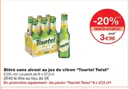 Monoprix TOURTEL TWIST Bière sans alcool au jus de citron offre