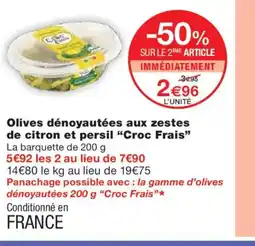 Monoprix CROC FRAIS Olives dénoyautées aux zestes de citron et persil offre
