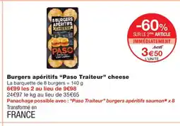 Monoprix PASO TRAITEUR Burgers apéritifs cheese offre