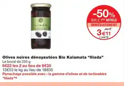 Monoprix LLIADA Olives noires dénoyautées Bio Kalamata offre