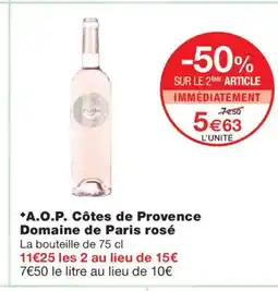 Monoprix A.O.P. Côtes de Provence Domaine de Paris rosé offre