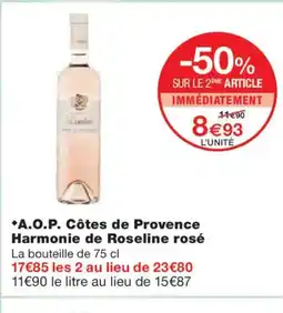 Monoprix A.O.P. Côtes de Provence Harmonie de Roseline rosé offre