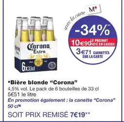 Monoprix CORONA Bière blonde offre