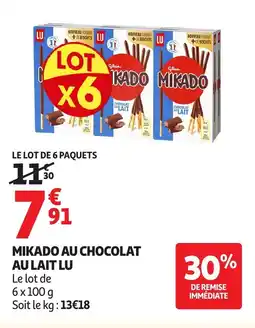 Auchan Mikado au chocolat au lait lu offre