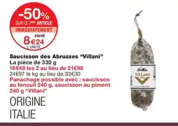 Monoprix VILLANI Saucisson des Abruzzes offre