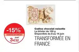 Monoprix Codina chocolat noisette offre