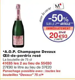 Monoprix A.O.P. Champagne Devaux Œil-de-perdrix rosé offre