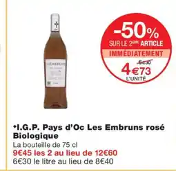 Monoprix I.G.P. Pays d'Oc Les Embruns rosé Biologique offre
