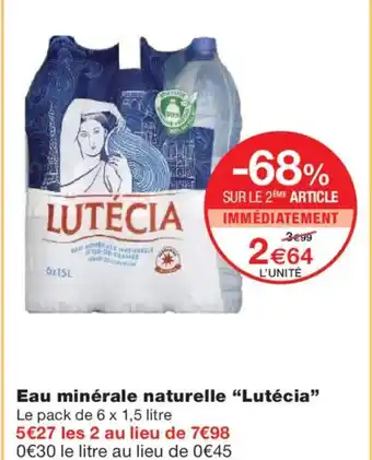 Monoprix LUTÉCIA Eau minérale naturelle offre