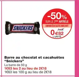 Monoprix SNICKERS Barre au chocolat et cacahuètes offre