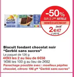 Monoprix GERBLÉ Biscuit fondant chocolat noir sans sucres offre