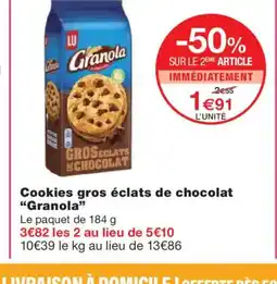 Monoprix GRANOLA Cookies gros éclats de chocolat offre
