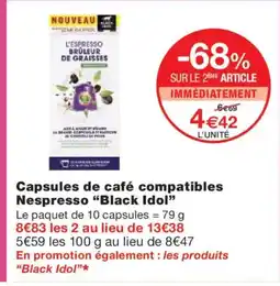 Monoprix BLACK IDOL Capsules de café compatibles Nespresso offre