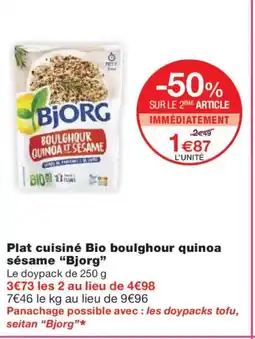 Monoprix BJORG Plat cuisiné Bio boulghour quinoa sésame offre