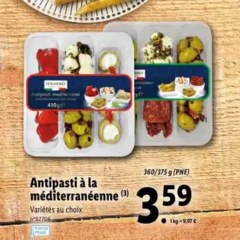 Lidl Antipasti à la méditerranéenne offre