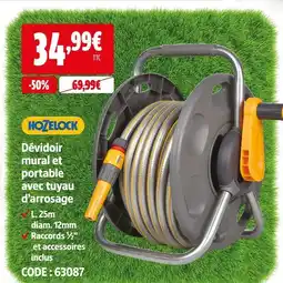 Screwfix Hozelock dévidoir mural et portable avec tuyau d’arrosage offre