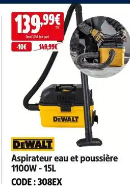 Screwfix Dewalt aspirateur eau et poussière 1100w - 15l offre