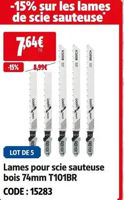 Screwfix Bosch lames pour scie sauteuse bois 74mm t101br offre