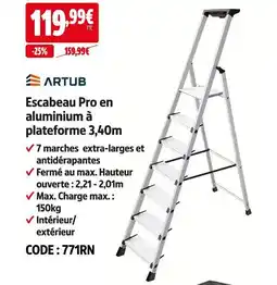 Screwfix Artub escabeau pro en aluminium à plateforme 3,40m offre