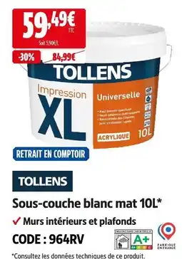 Screwfix Tollens sous-couche blanc mat offre