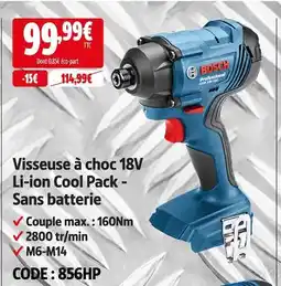 Screwfix Bosch visseuse à choc 18v li-ion cool pack - sans batterie offre