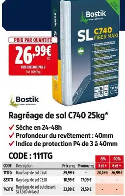 Screwfix Bostik ragréage de sol c740 25 kg offre