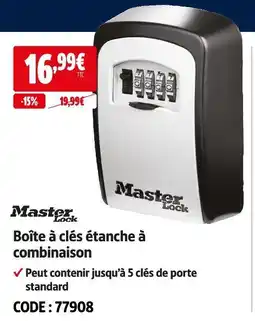 Screwfix Master lock boîte à clés étanche à combinaison offre