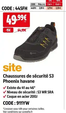 Screwfix Site chaussures de sécurité s3 phoenix havane offre