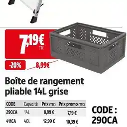 Screwfix Boîte de rangement pliable 14l grise offre