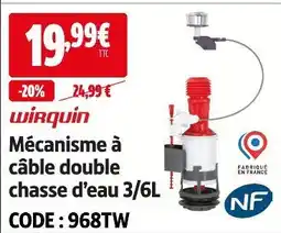 Screwfix Wirquin mécanisme à câble double chasse d’eau 3/6l offre
