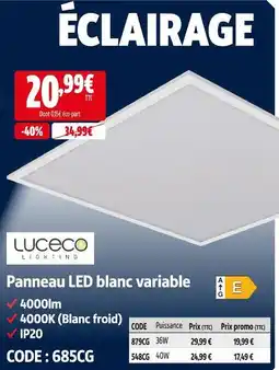 Screwfix Luceco panneau led blanc variable offre