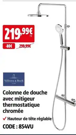 Screwfix Villeroy & boch colonne de douche avec mitigeur thermostatique chromée offre