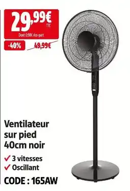 Screwfix Ventilateur sur pied 40cm noir offre