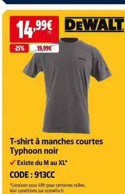 Screwfix Dewalt t-shirt à manches courtes typhoon noir offre
