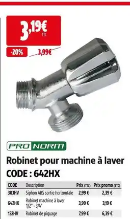 Screwfix Pro norm robinet pour machine à laver offre