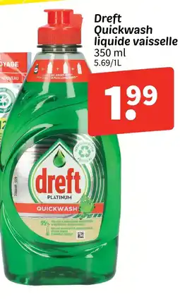 Wibra Dreft quickwash liquide vaisselle offre
