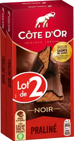 Auchan Cote d or tablettes de chocolat fondant noir et praliné côte d'or offre