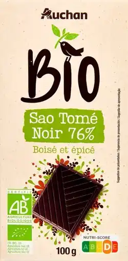 Auchan Auchan bio auchan bio chocolat noir 76% sao tomé offre
