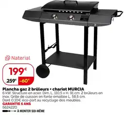Weldom Naterial plancha gaz 2 brûleurs + chariot murcia offre