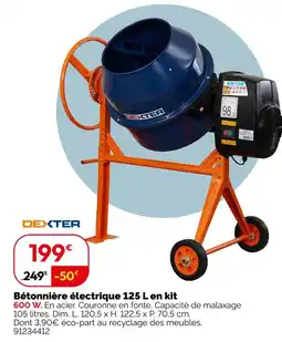 Weldom Dexter bétonnière électrique 125 l en kit offre