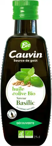 Auchan Cauvin huile d'olive bio saveur basilic cauvin offre