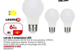Weldom Lexman lot de 3 ampoules led offre